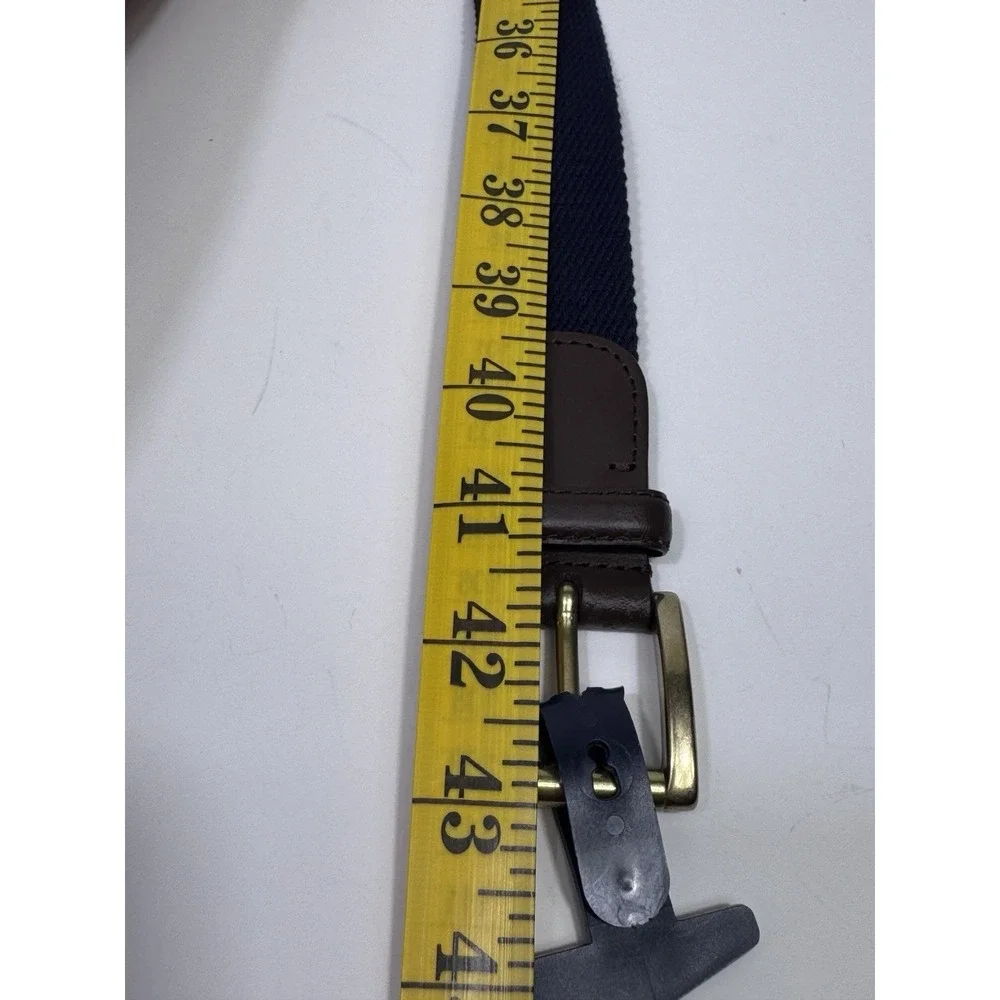 Brooks Brothers Belt Mens 38 Blue Leather Canvas Preppy Woven Made in Italy NWT